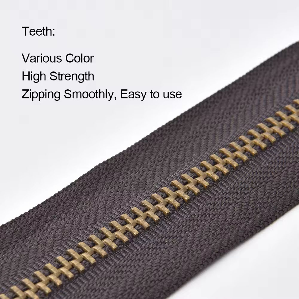 High Quality Custom Metal Zipper 4.5YG 4YG 5YG Double Lock Close End Metal Brass Zipper for Jeans Dress