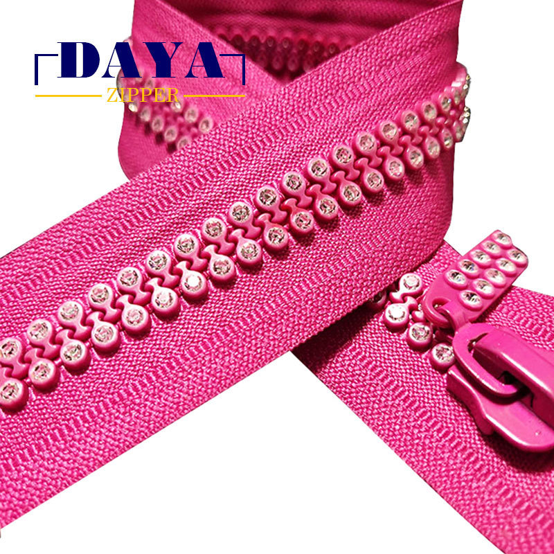 5#/8#/10# diamond decoration pvc stone zipper