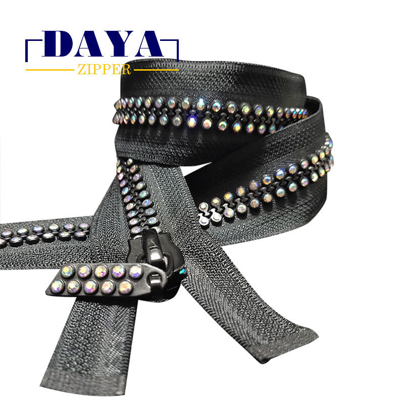 5#/8#/10# diamond decoration pvc stone zipper