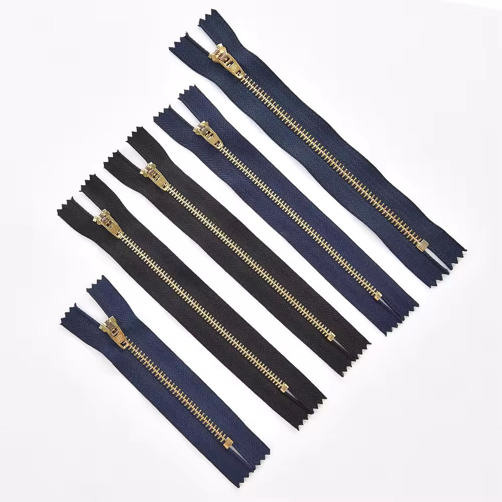 High Quality Custom Metal Zipper 4.5YG 4YG 5YG Double Lock Close End Metal Brass Zipper for Jeans Dress