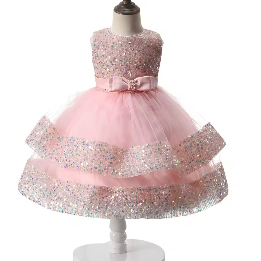 Children Sequin Tutu Princess Dress Fancy Toddler Kids Wedding Ball Gown Butterfly Pearls Party Dress For Kids Girls