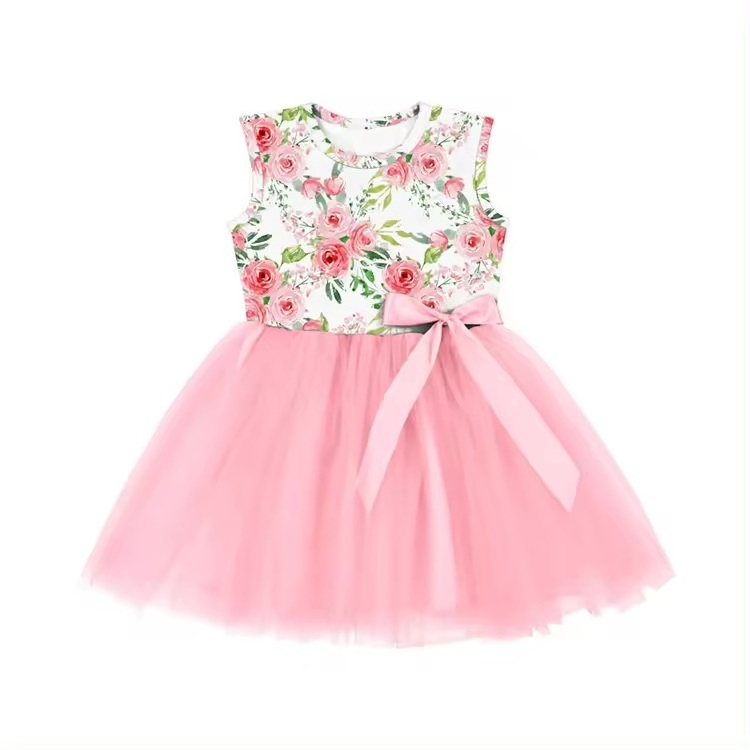 Summer 0-6 Years Layered Tulle Dress Cotton Children Casual Baby Girls Dresses