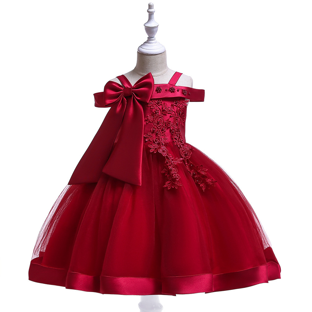 Children Tutu Princess Evening Gown Dress Elegant Kids Wedding Ball Gown Butterfly Pearls Party Dresses For Girls