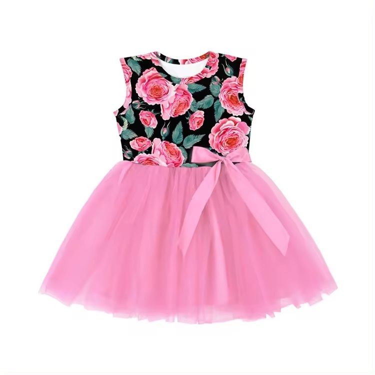 Summer 0-6 Years Layered Tulle Dress Cotton Children Casual Baby Girls Dresses