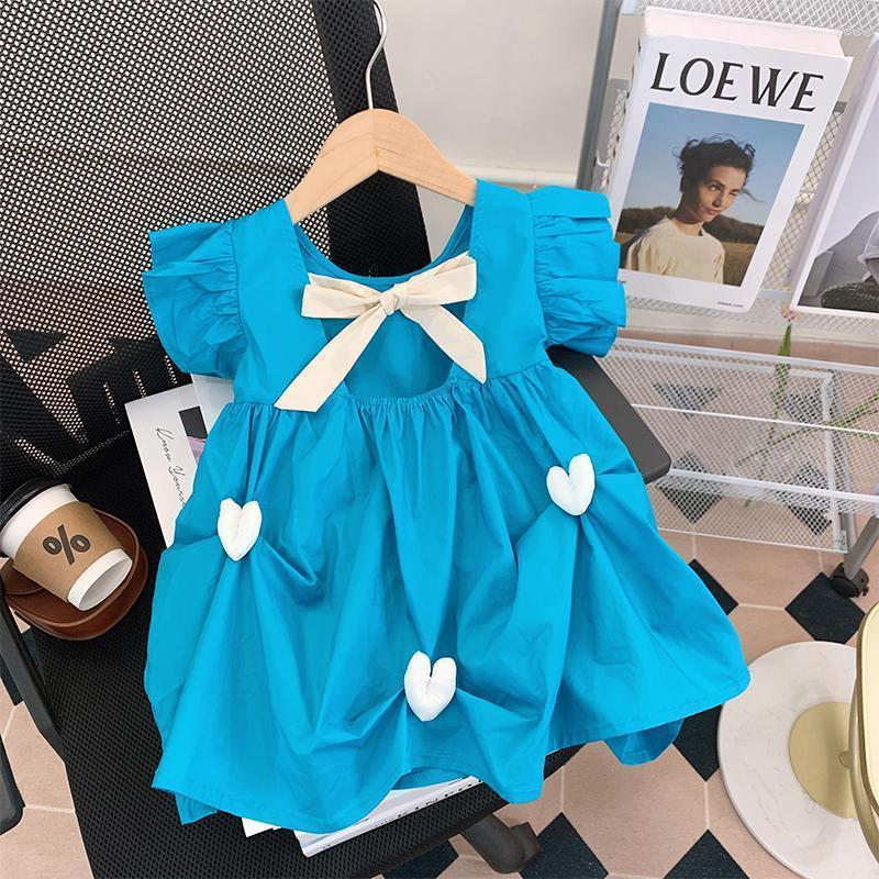 Wholesale Children Dress Solid Color Sleeveless Love Baby Girl Dress Round Neck Casual Kids Dresses For Girls