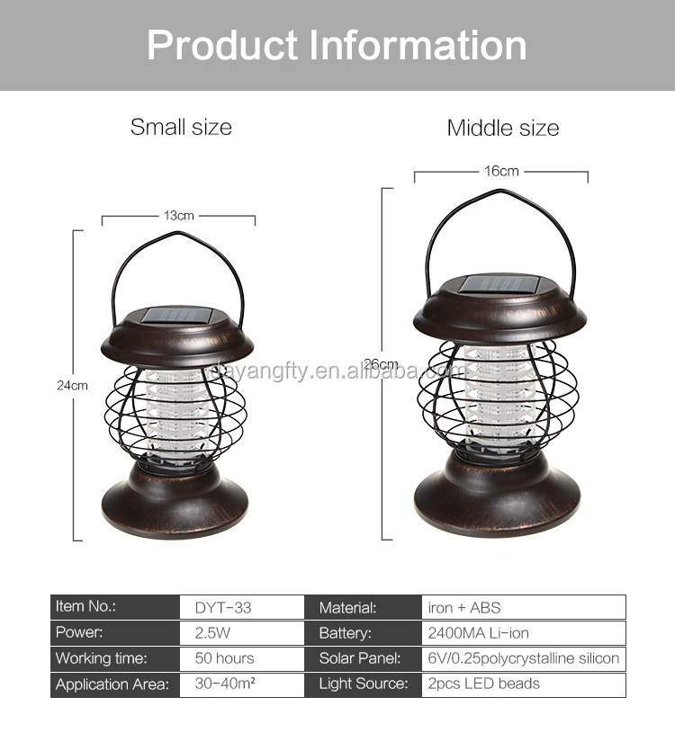 Dayoung Outdoor solar power garden waterproof  mosquito killer lamp bug zapper