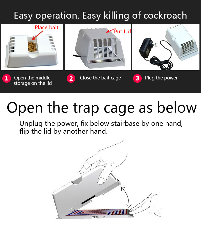 Dayoung Reusable Electric Shock Type Cockroach House Plastic Electronic Cockroach Trap Box Machine