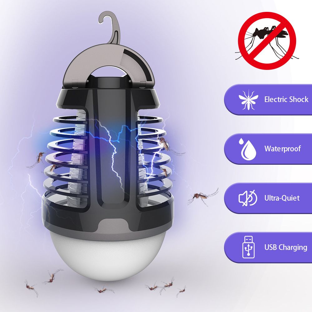 2022 Best selling USB Rechargeable battery insect killer led light bulb Camping Lantern Tent Light mosquito killer lamp