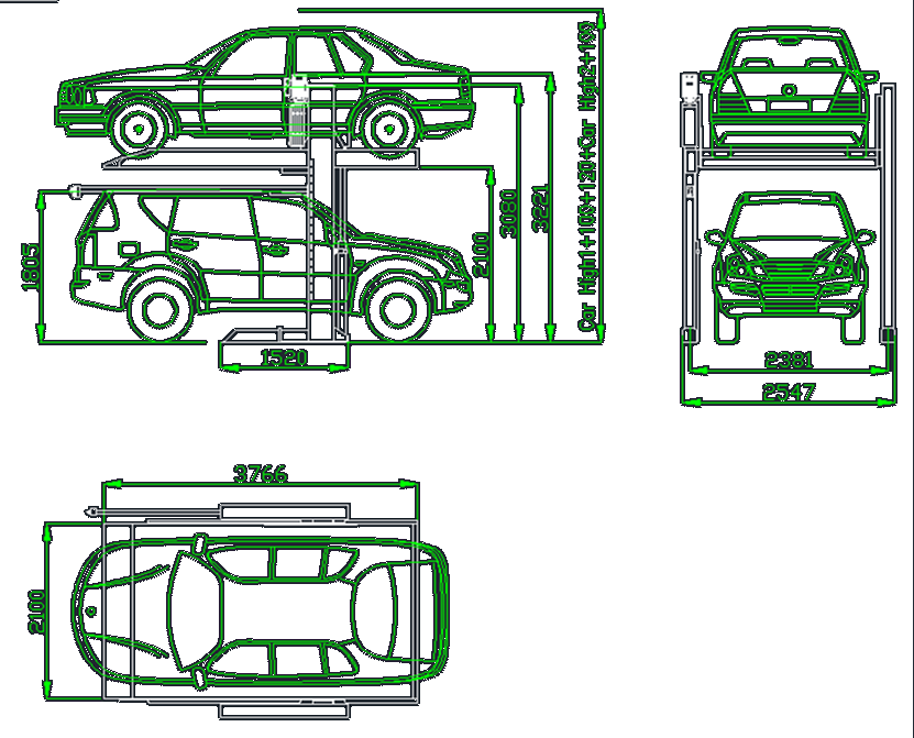 Car two post Parking lift Garage for home using Auto Hydro-park Parking System 2 post car elevator lift