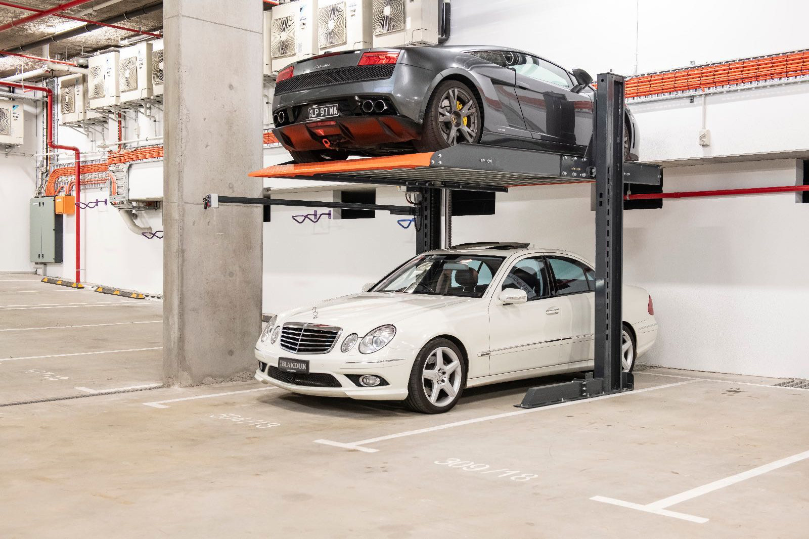 Car two post Parking lift Garage for home using Auto Hydro-park Parking System 2 post car elevator lift