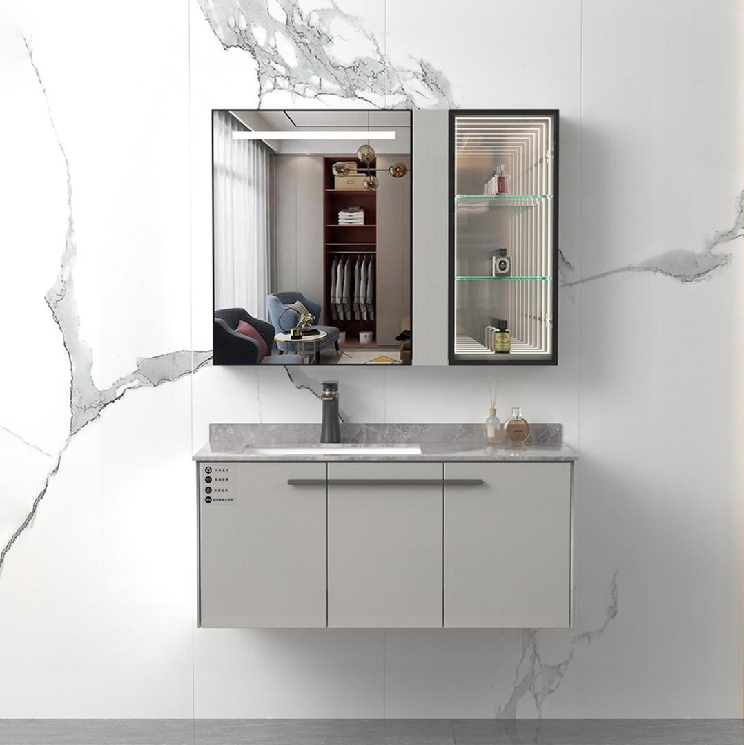 80cm Superior Quality Sanitary Ware Solid Wood Modern Design Bathroom Cabinets Mirror Bathroom Vanity