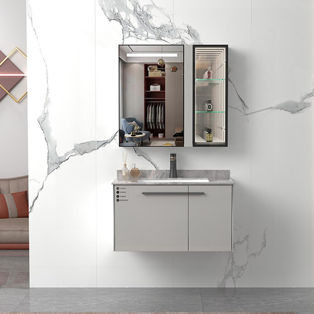 80cm Superior Quality Sanitary Ware Solid Wood Modern Design Bathroom Cabinets Mirror Bathroom Vanity