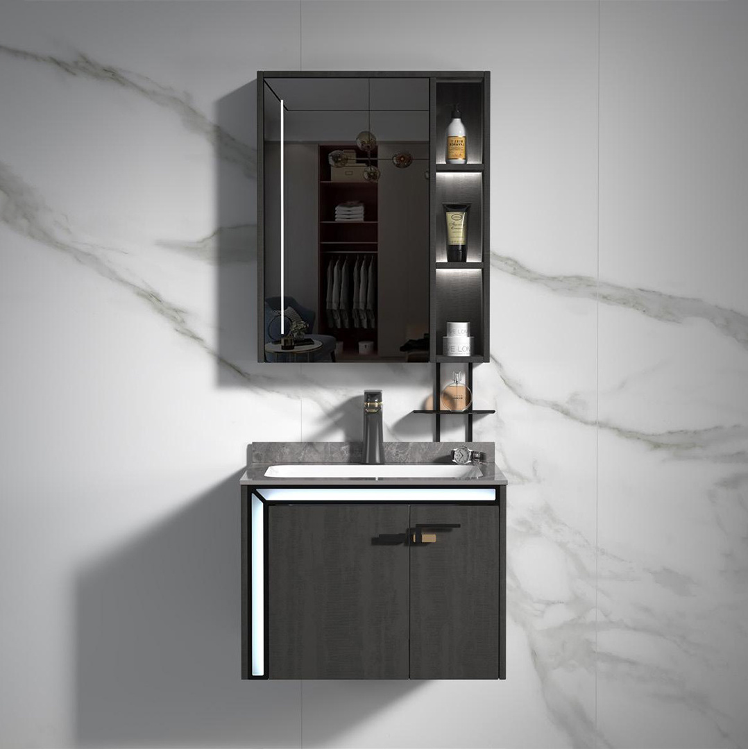 90cm 100cm Most Popular Elegant Luxury Solid Wood Vanity Bathroom Cabinet Vanities with Ceramic Basin and Mirror