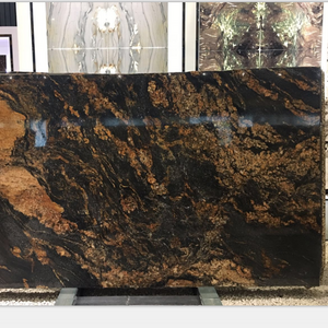 Black Fusion Granite Slab Deep Black Granite With Gold Vein