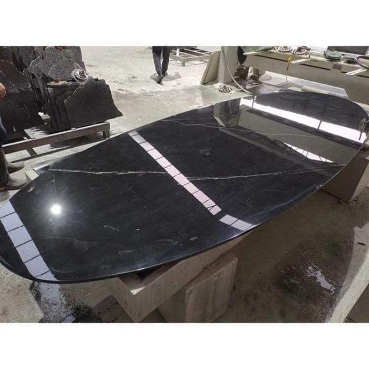 Large Size Nero Marquina Ellipse Dining Table marble coffee table marble cocktail table