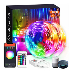 Alexa Google Sound Activated 100ft 30M 5050 12V RGB Gaming Room Decoration Wifi Tuya Smart LED Strip Light