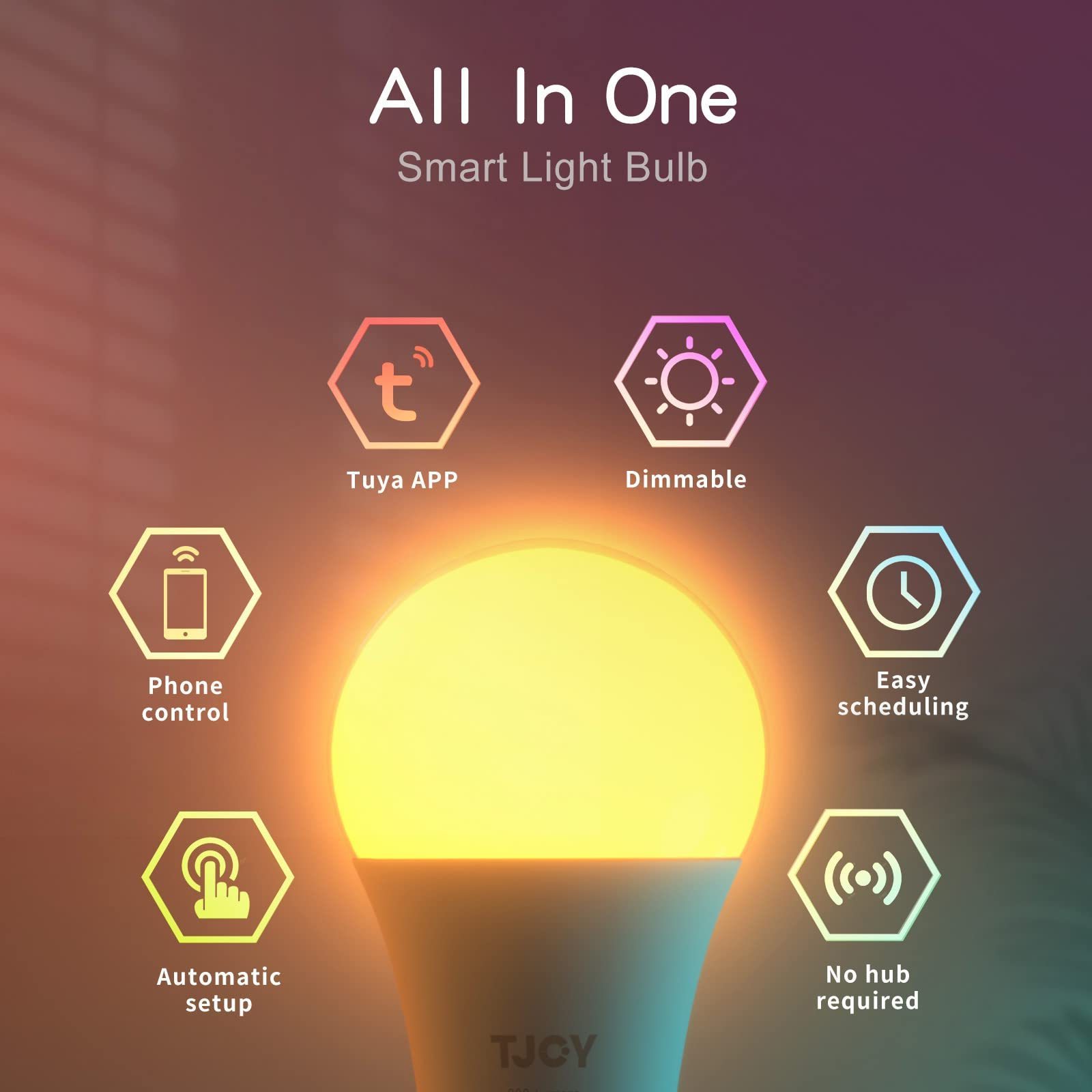 E26 A19 RGB 1 Pack Blue tooth Tuya App Wifi Control Alexa Google Home Dimmable Multi Color Changing Lights Smart LED Bulbs