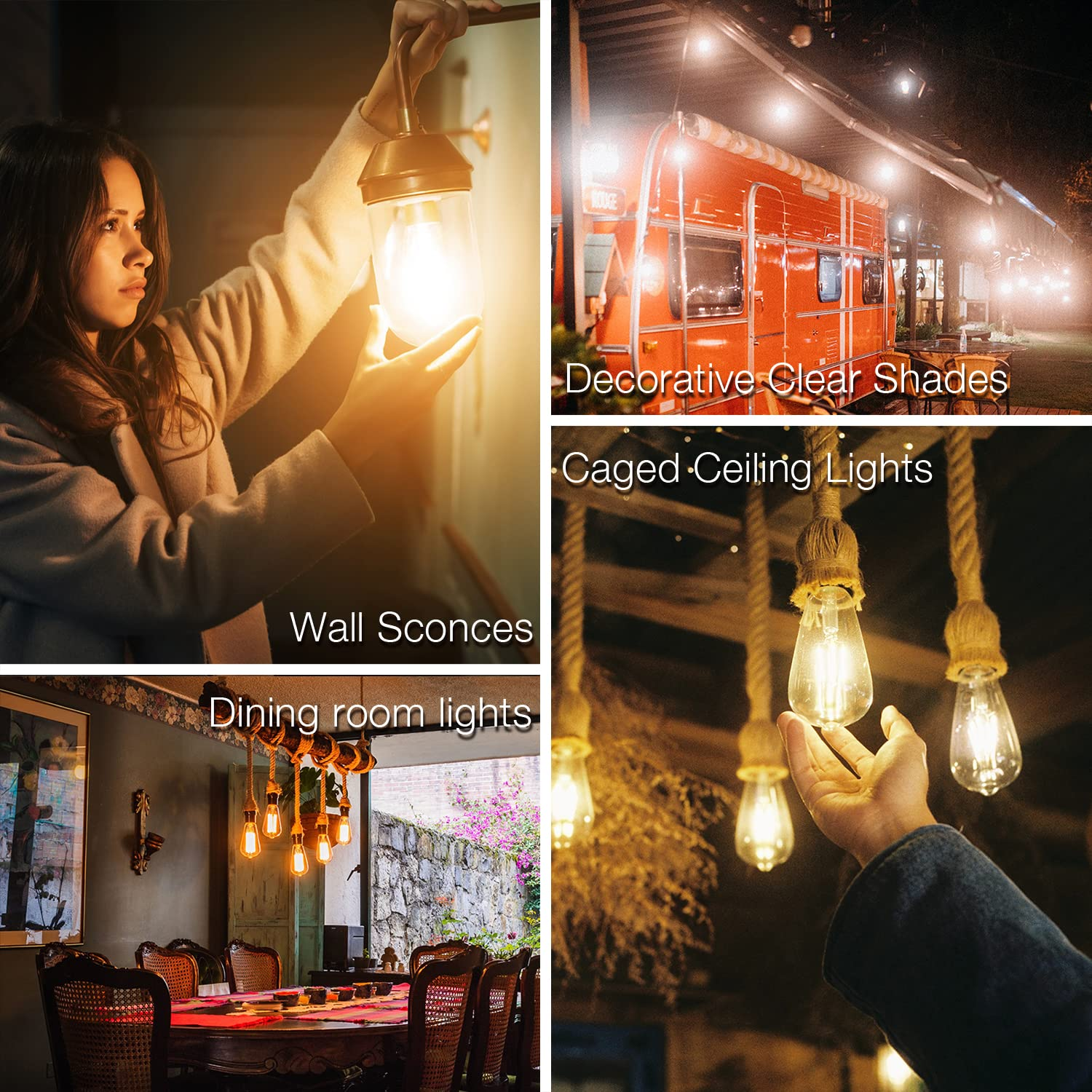 China ST58 ST19 8W 6 Pack Set E26 Amber Warm White Dimmable Vintage Antique Lamp Housing LED Filament Light Edison Bulbs