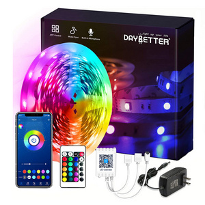 Shenzhen Factory 16.4ft 32.8ft 65.6ft 12V Smart home deco Music sync light 5050 RGB APP control bluetooth led light strip