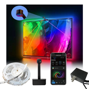 IP20 3.8m 12V RGBIC 55-65 inch Tuya Sync Music App Google Alexa WIfi Immersed LED Smart TV Backlight Strips Lights with Camera