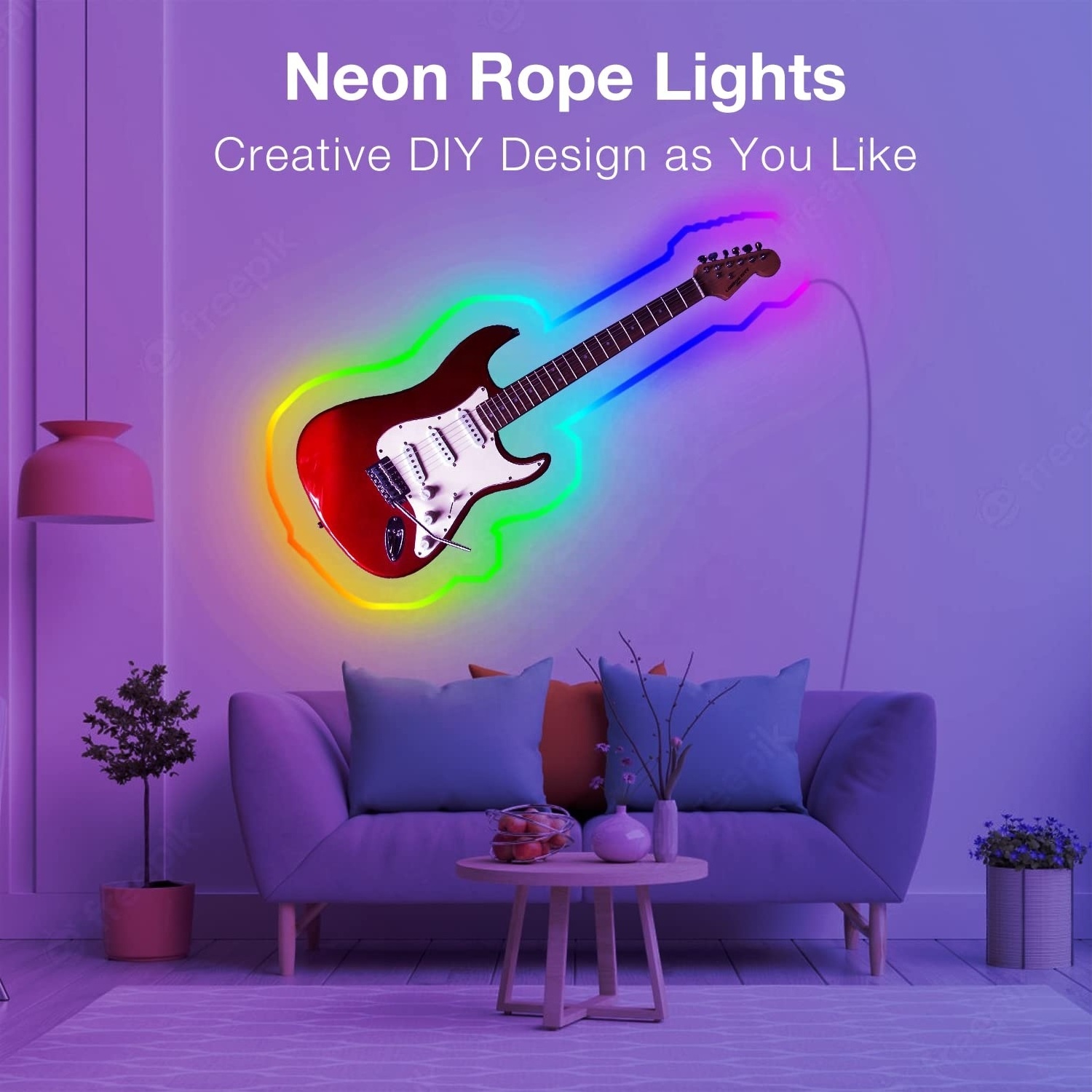 16.4ft 5m IP67 Waterproof RGB IC Addressable Remote Google Alexa Voice Tuya Smart Wifi Control LED Neon Flex Rope Strip Lights