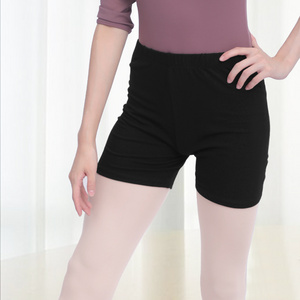 Women Black High Elastic Skin-friendly Ballet 3/4 Pants Adult Dance Exercise Sports Yoga Tight Shorts