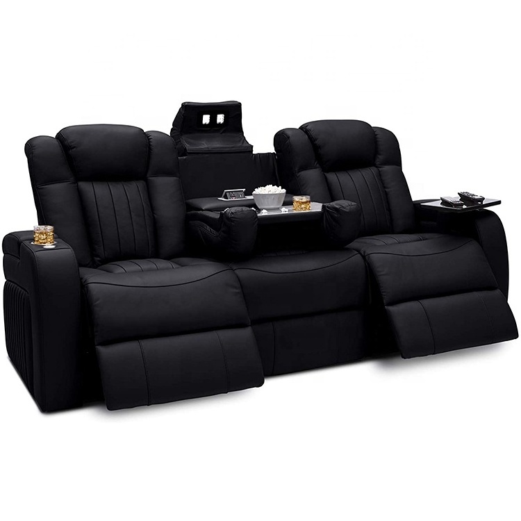 Hot sale genuine leather recliner sofa sets modern sofa power recliner home theater sofa with cup holder and storage box