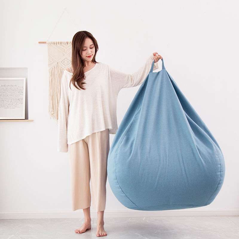 Ready to Ship Polyester Cloth Puff SackTriangle Design of Cotton and Linen Cloth for All Ages Light Blue Large Beanbag Chairs