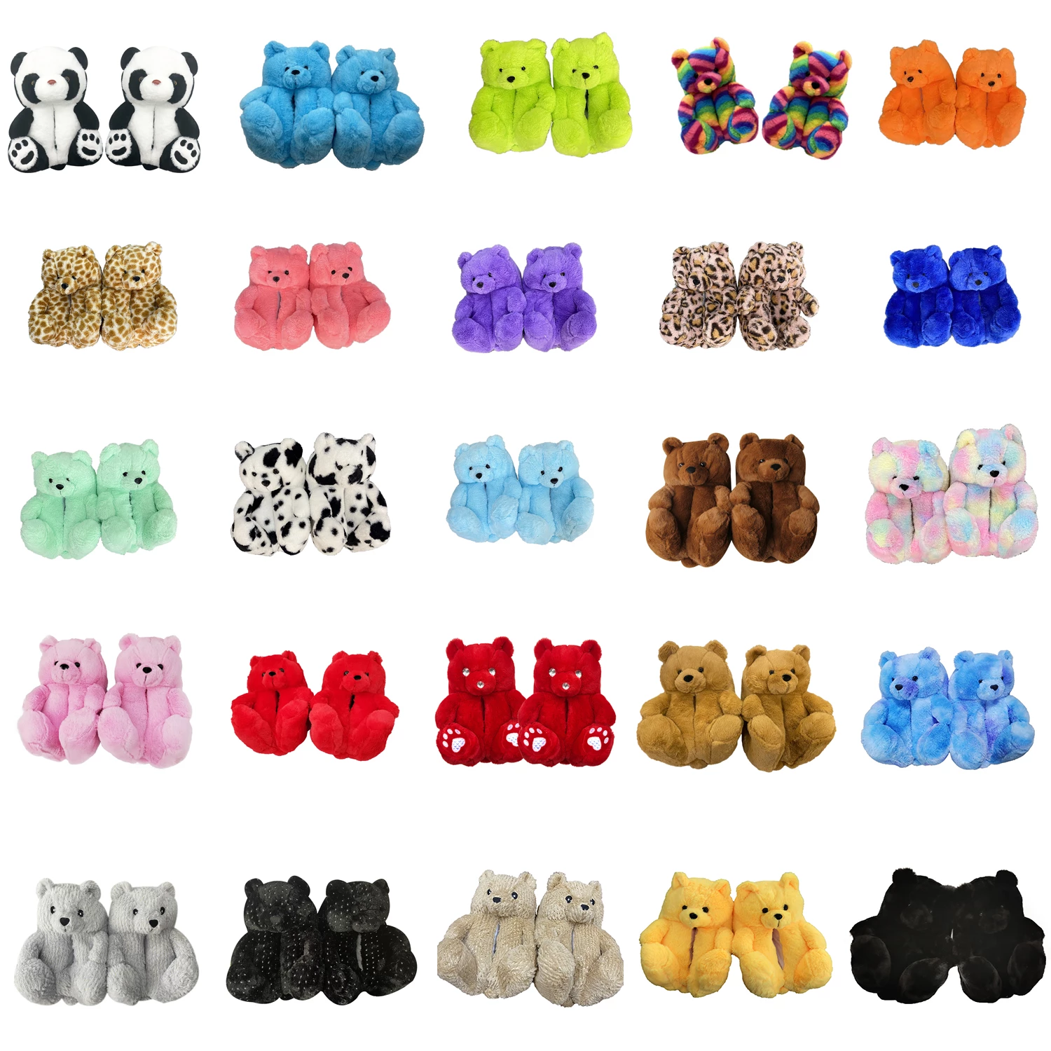 Mommy And Me Hot Selling Custom Stuffed Plush Toy Teddy Plush Bear Slippers Kids House slipper Bedroom slippers for women