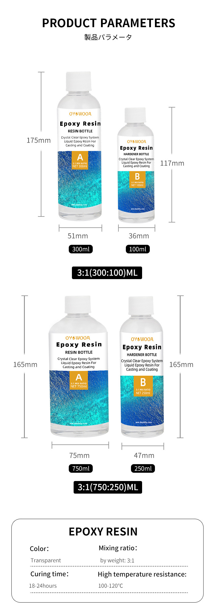 Epoxy resin and Hardener Hot Sale Resin Transparent Liquid resina epoxi and hardener for table kitchenware resin kit