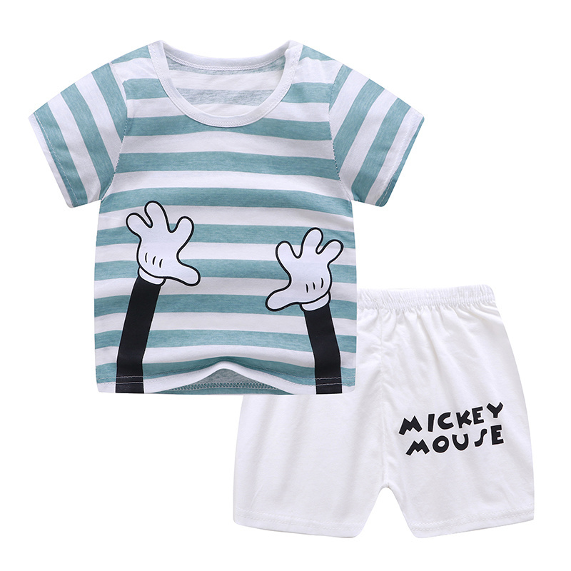 Cheap Summer Kids Boy Clothing Children 2 PCS Short Sleeve T Shirt Suit Infant Girl Pajamas 100 % Cotton Tee Baby Clothes Sets