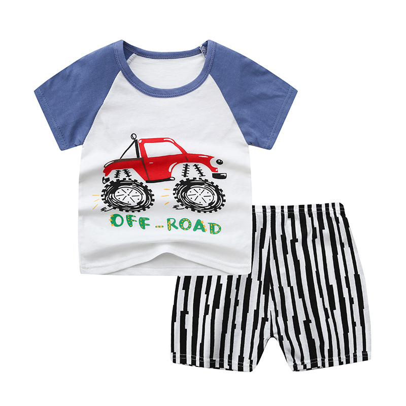 Cheap Summer Kids Boy Clothing Children 2 PCS Short Sleeve T Shirt Suit Infant Girl Pajamas 100 % Cotton Tee Baby Clothes Sets