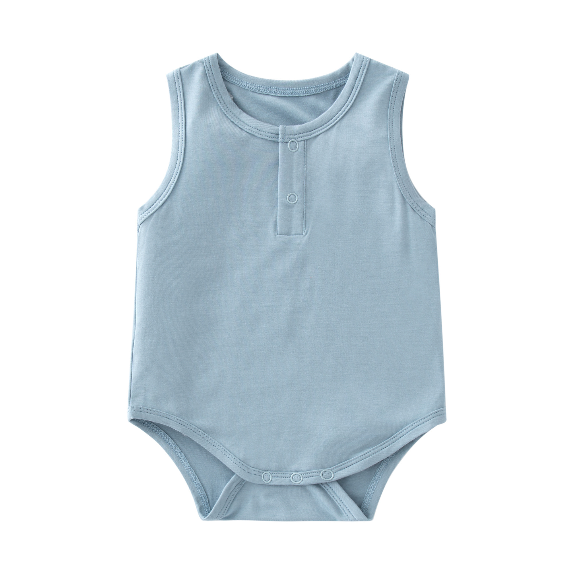 Custom Bamboo Solid Sleeveless Snap Crotch Baby Bodysuit Romper Bamboo Viscose Baby Romper