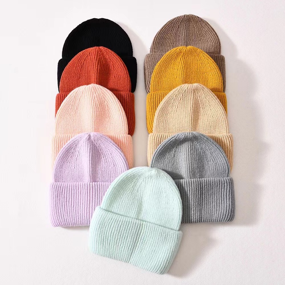 Wholesale Ribbed Striped Skully Beanie Hat with Custom Logo Unisex Men Women Luxury Fluffy Winter Long Wool Cashmere Knit Beanie