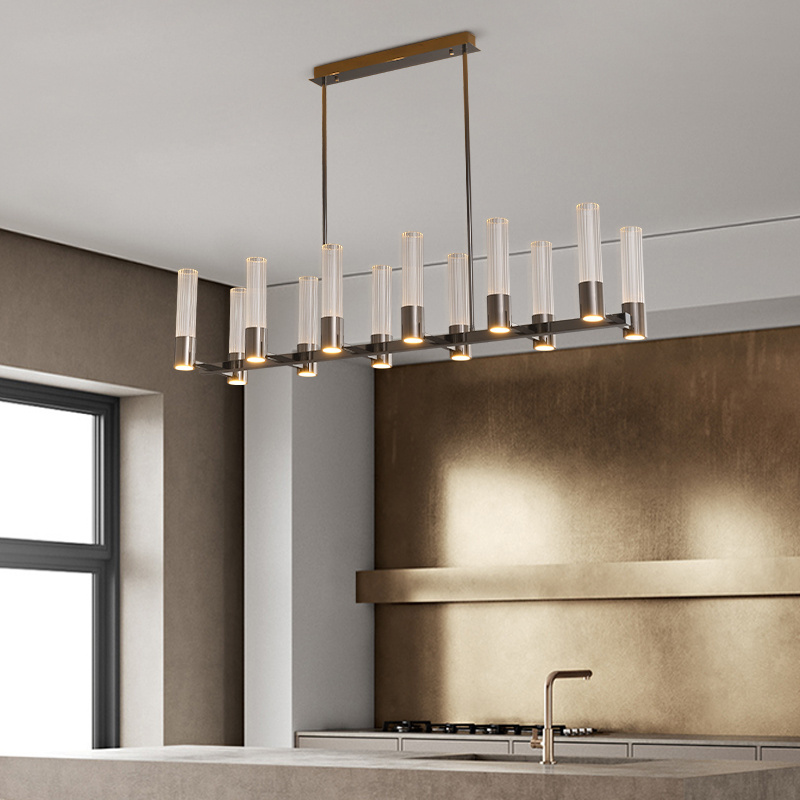 2023 New American Postmodern Style Kitchen Island Lighting Linear Chandelier For Dining Room