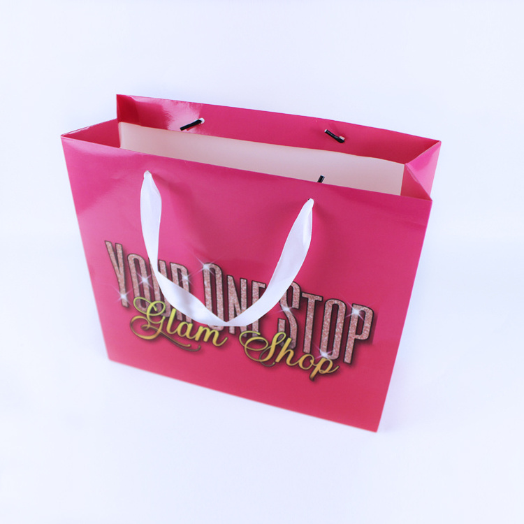 Victoria Secret Pink Paper Bag With Ribbon Handle