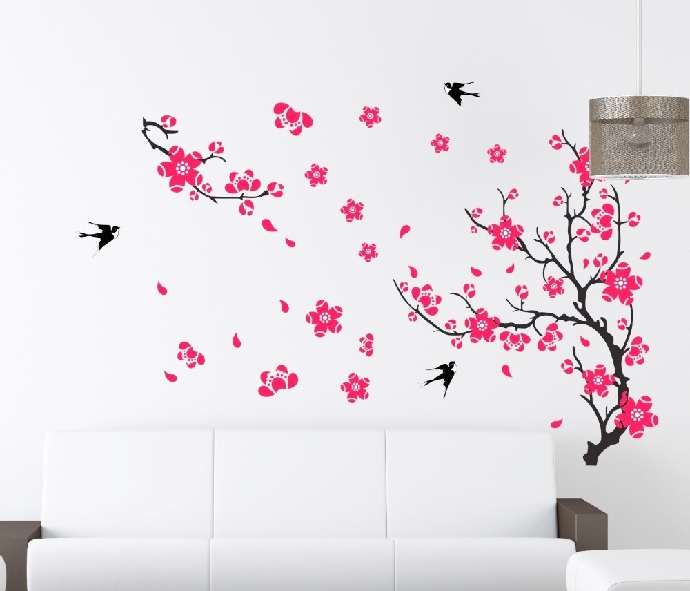 bedroom wall decal sticker decor ideas tree flower plum blossom bedroom sticker