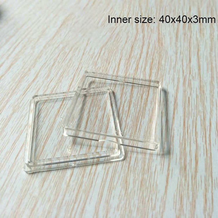 customize logo thick clear 2x2 39mm 16/18/20/22/25/44/45/50mm challenge silver bar token organizer  hobby square coin capsules