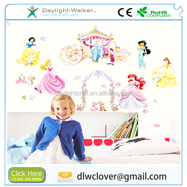 Fashion Funny princess fanciful coach girls vinyl sticker for wall decor