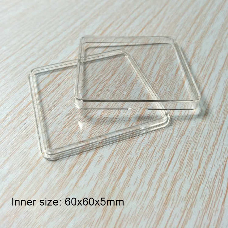 customize logo thick clear 2x2 39mm 16/18/20/22/25/44/45/50mm challenge silver bar token organizer  hobby square coin capsules