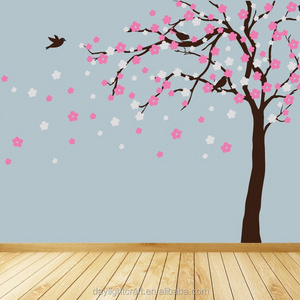 2037 tree & flower transparent non-toxic reusable house living room tree & flower vinyl wall sticker