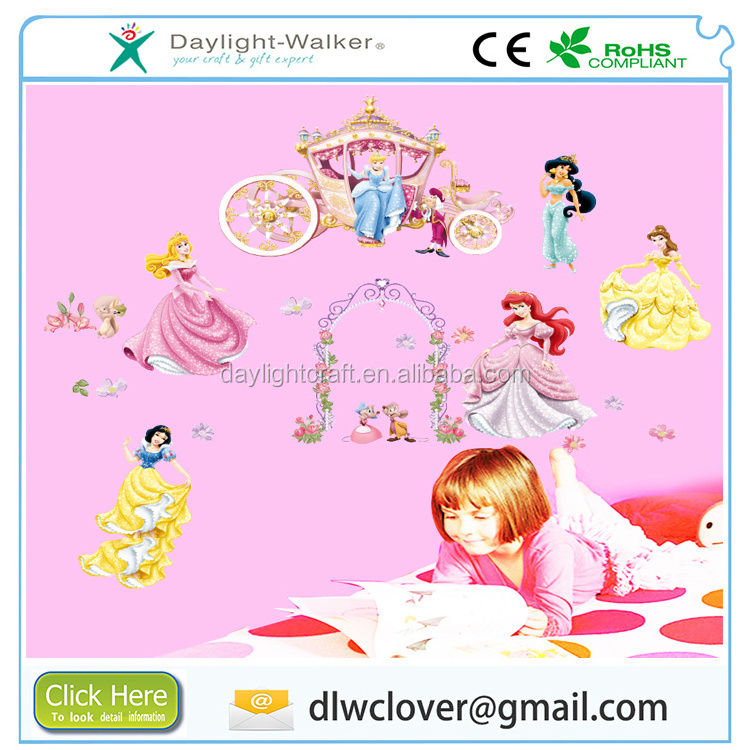 Fashion Funny princess fanciful coach girls vinyl sticker for wall decor