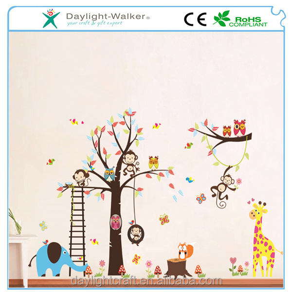 fashion pvc children wall decal /kids animal & flower room vinyl sticker