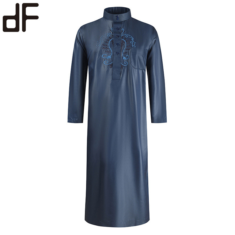 new moroccan men muslim clothes abaya dubai embroidery men's six-color robe abaya arabic jalabeya saudi style thobe jubba