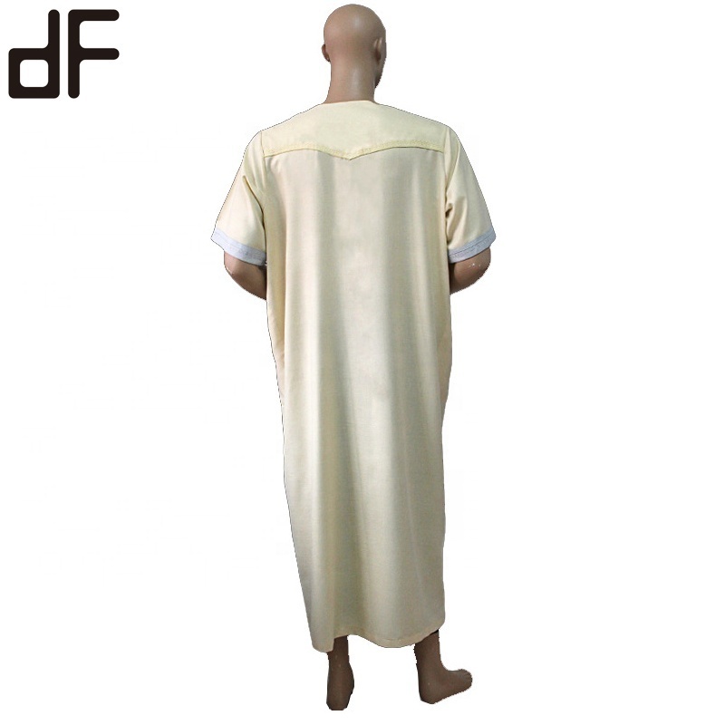 front open two tones prayer robe  thawb al aseel thobe mens spun polyester arabic thobe jubba for men saudi emirates thobe