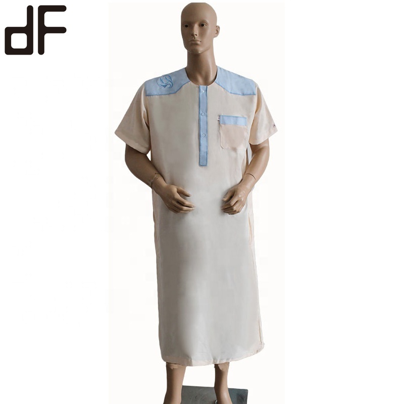 front open two tones prayer robe  thawb al aseel thobe mens spun polyester arabic thobe jubba for men saudi emirates thobe