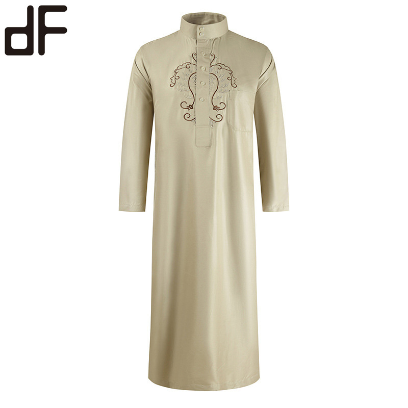 new moroccan men muslim clothes abaya dubai embroidery men's six-color robe abaya arabic jalabeya saudi style thobe jubba