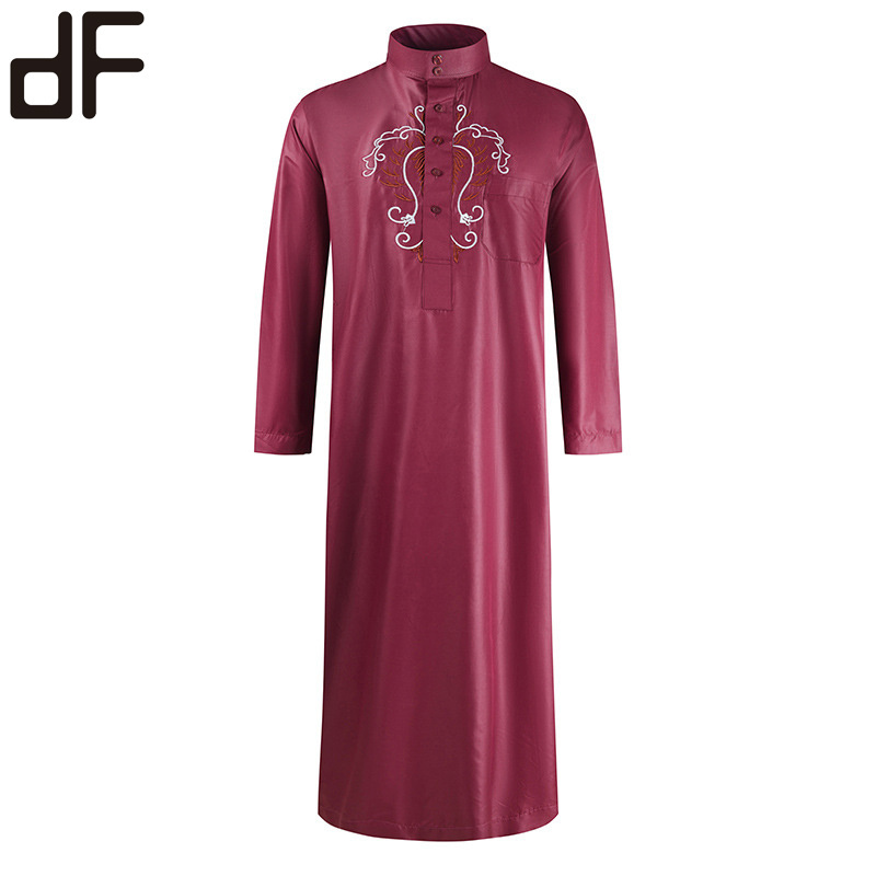 new moroccan men muslim clothes abaya dubai embroidery men's six-color robe abaya arabic jalabeya saudi style thobe jubba