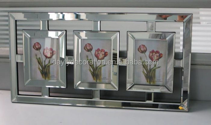 3 photo collage mirror photo frame for wall decoration