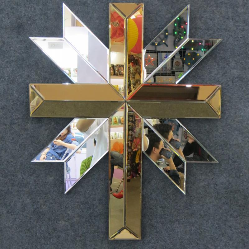 wall cross mirrored decor for home decoration, silver and bronze